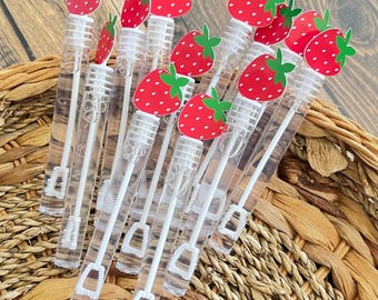 Strawberry Bubble Wands Party Favors, Strawberry Theme Birthday, Kids Party Favors, Cute Fruit Party Supplies, Strawberry Decorations