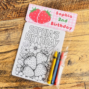 strawberry coloring sheet, coloring pages, party favors, strawberry party favors berry first birthday