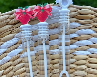 strawberry bubbles, strawberry birthday party favors, bubbles wands, strawberry party, wedding, shortcake. Berry first birthday