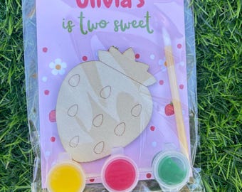 DIY Strawberry Painting Party Favor Kit: Kids Birthday Craft