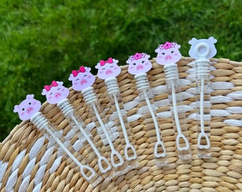 Pig party favors,pig birthday, bubbles wands, pig party, girls birthday, first birthday,pig favors