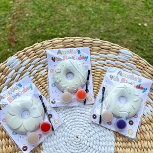Donut party favors, birthday, kids craft, party, kids birthday, kids painting kits,DIY, Donut Birthday, paint your own Donut, donuts favors