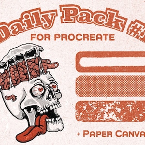 Paquete diario retro para Procreate: pinceles vintage, semitonos, kit de dibujo risográfico y plantilla de papel.