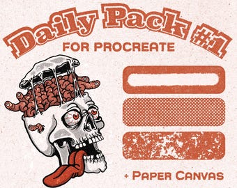 Paquete diario retro para Procreate: pinceles vintage, semitonos, kit de dibujo risográfico y plantilla de papel.