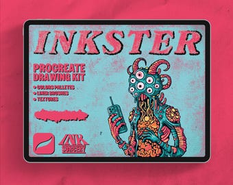 Set de pinceles Inkster para Procreate: delineadores, texturas y paletas de colores