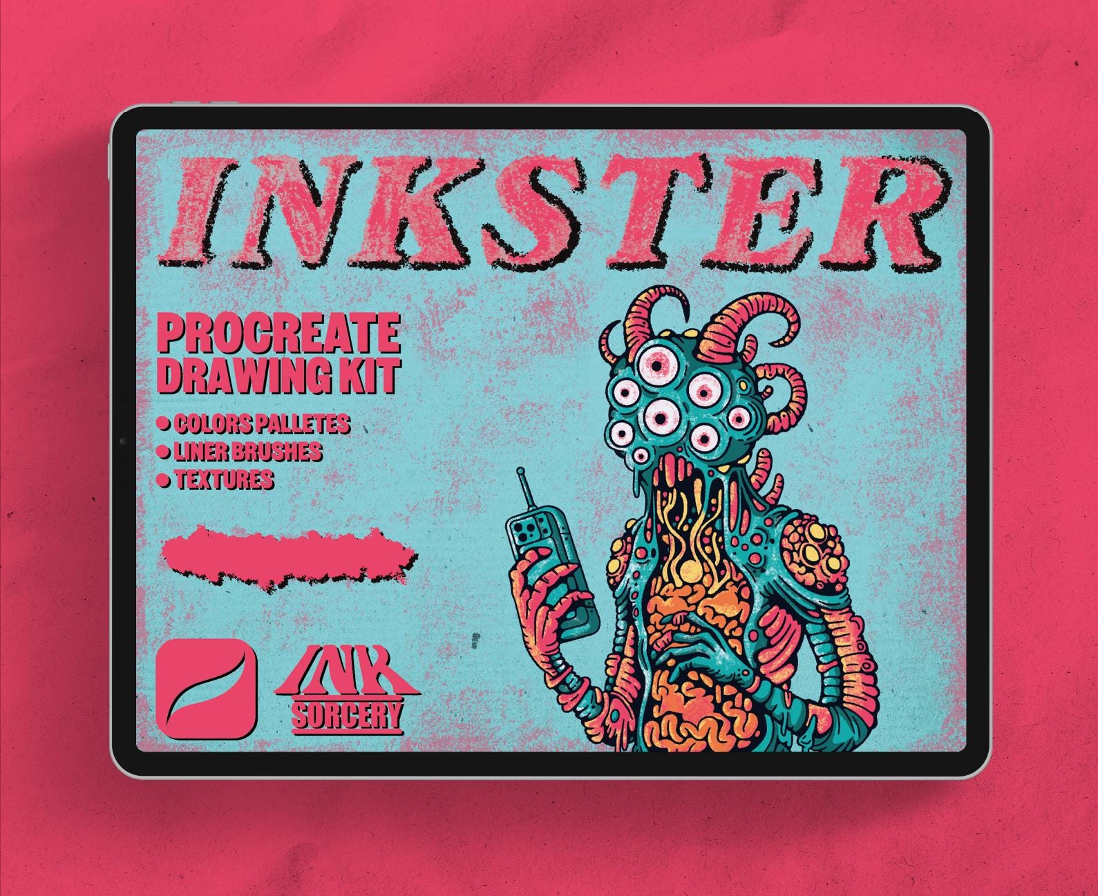 Inkster Procreate Drawing Kit | Inkers, Liners Brush Set, Paper Textures & Color Palettes