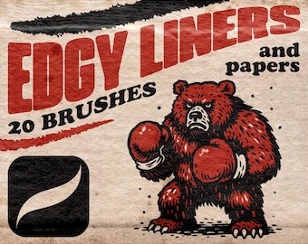 Conjunto de pinceles de entintado vintage para Procreate: Delineadores vanguardistas + Texturas de papel (Descarga digital)