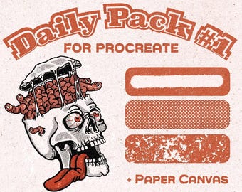 Retro Procreate Tagespaket | Vintage Pinsel, Halbton, Risograph Zeichensatz, Papiervorlage