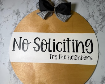Handmade Painted No Soliciting Funny Wooden Door Hanger