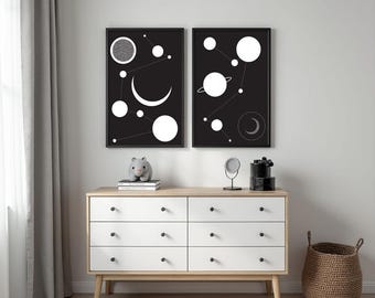 Moons Stars and Constallations 24x36in digital artwork to download