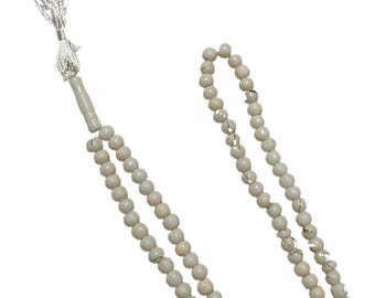 Tasbih – 99 Off-white Crystal Beads Misbah (Medium/Small Prayer/Zikr Beads)