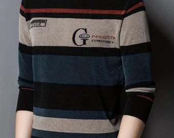 Men's Knitted Sweater Casual Warm High Stretch Crew Neck Pullover Sweater/Winter T-Shirt