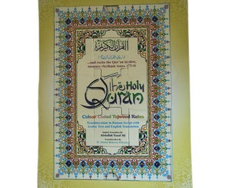 The Holly Qur'an Color Coded Tajweed Rules Transliteration in Roman Script with Arabic Text and English Translation