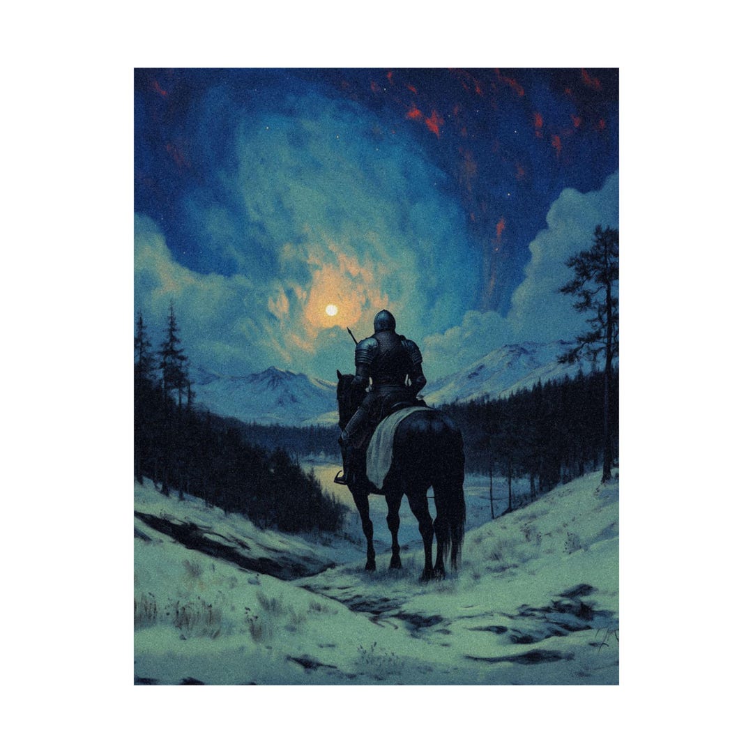 Medieval Knight on Horse Satin Poster – Dark Fantasy Art - Etsy