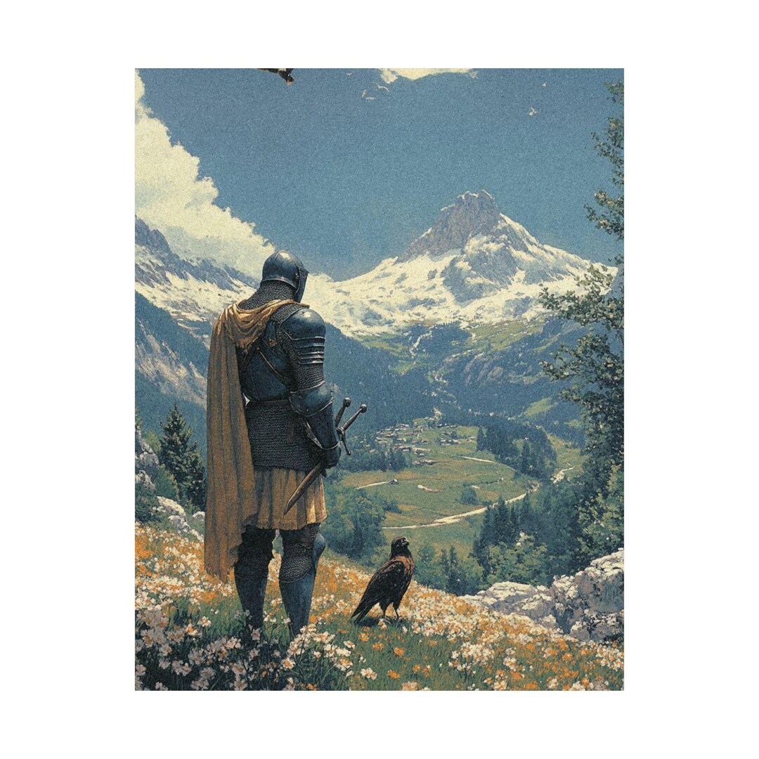 Medieval Knight Satin Poster – Fantasy Landscape Wall Art - Etsy