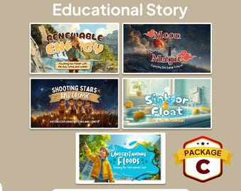 5 Interactive Children&#39;s Educational Story Ebook Printable with Narrative Video Source (Package C)