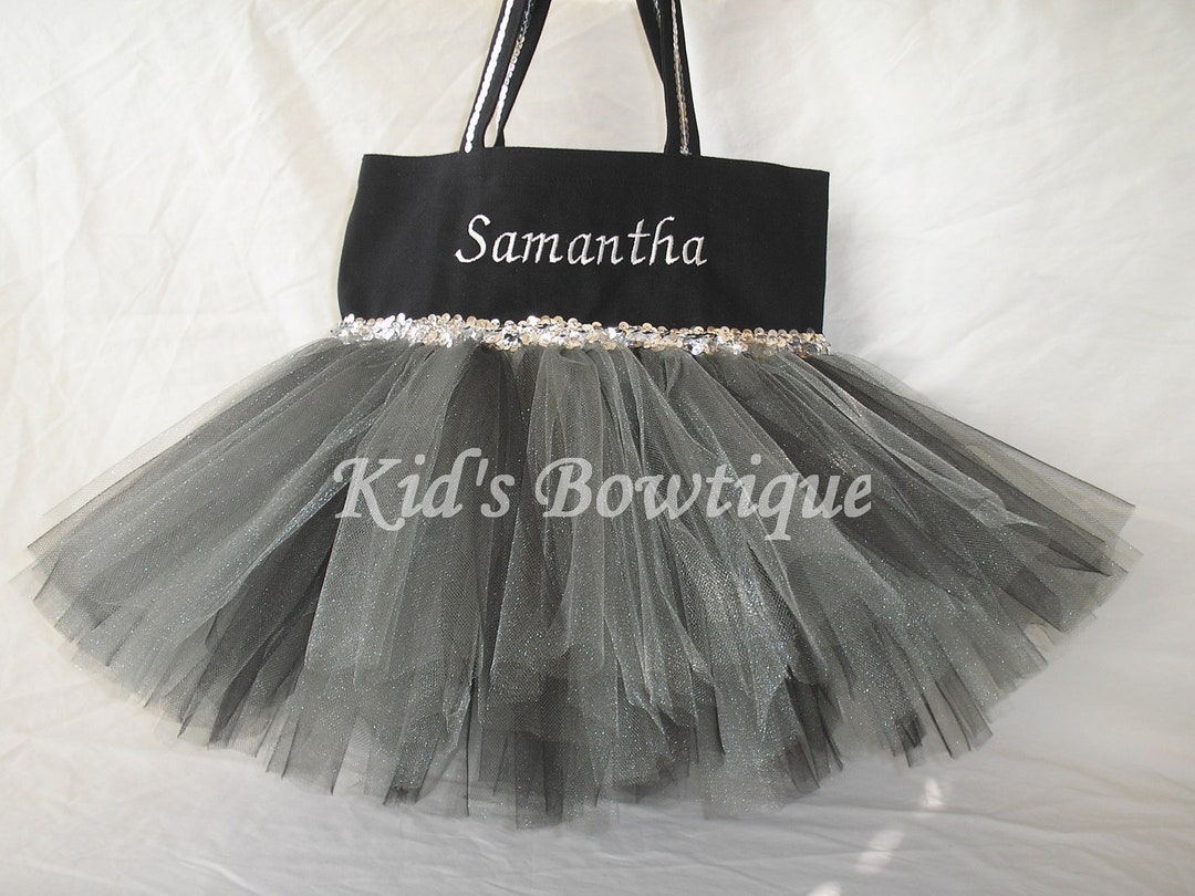 Monogrammed Silver and Black Witch Halloween Tutu Tote Bag - Etsy