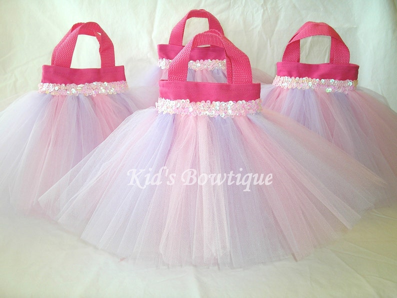 10 Pink and Lavender Party Favor Tutu Bags birthday party decorations flower girl tutu gifts image 1