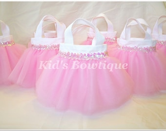 8 Sweet Baby Pink Sequins Party Favor Tutu Bags - Baby Shower Gift Bags - Flower Girl Purses