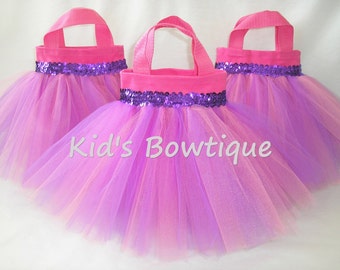 Set of 10 Pink and Purple Mixed Tulle Tutu Party Favor Tutu Bags - Party Decorations