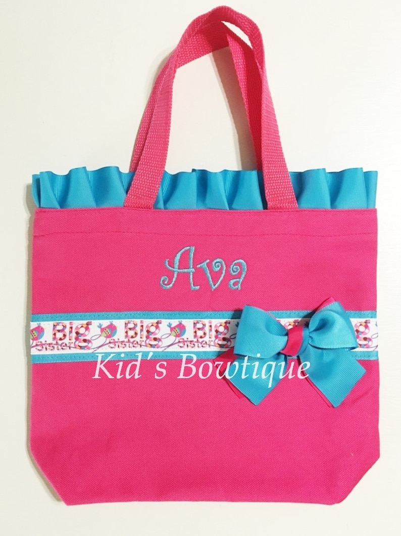 Big Sister Gift Bag Ruffles and Bow Tote Bag With Big Sister Etsy