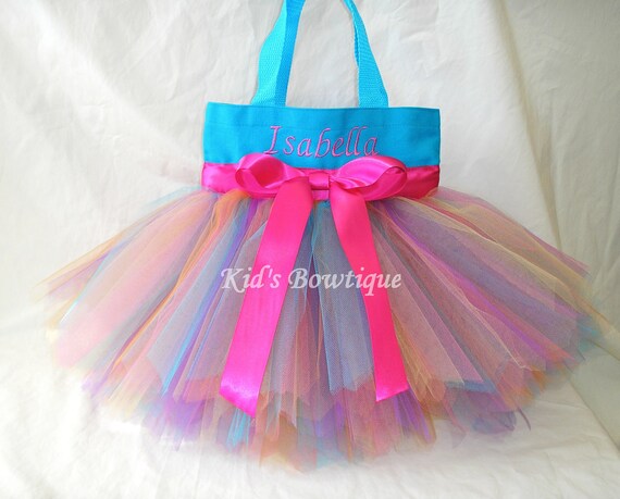 Aqua Rainbow Fairy Monogrammed Tutu Tote Bag Personalized | Etsy
