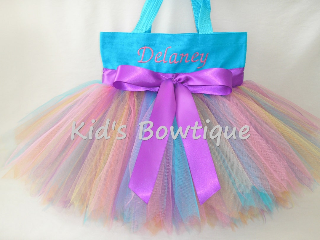 Personalized Aqua Rainbow Fairy Monogrammed Tutu Tote Bag - Etsy