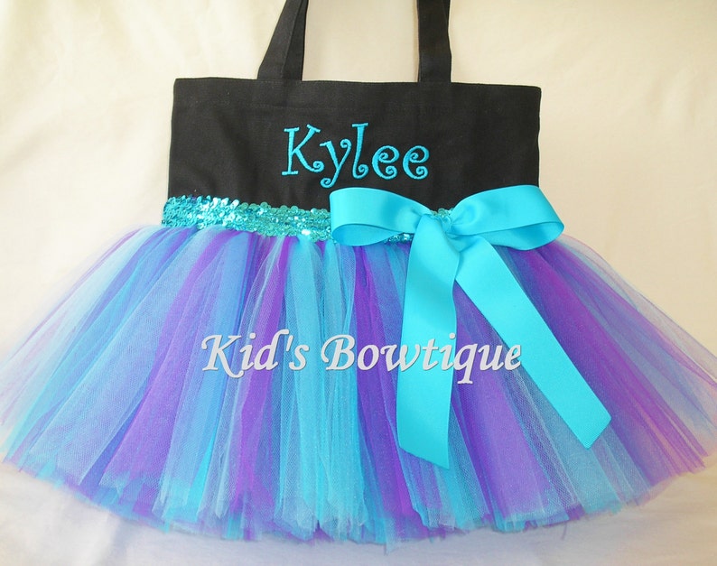 Monogrammed Peacock Color Theme Tutu Bag Dance Tutu Bag image 1