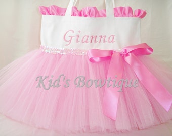 Personalized Tutu Bag with Ruffles and Bow - Flower Girl Tutu Purse Gifts- Baby Pink Birthday Gift