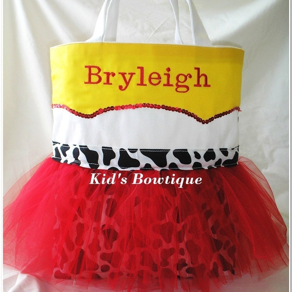 Cow Girl Western Tutu Bag- Cow Halloween Trick or Treat Bag - Personalized Bag