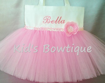 Dance Tutu - Pink Sequins Flower Tutu Tote Bag- Personalized Pink Tutu Dance Bag