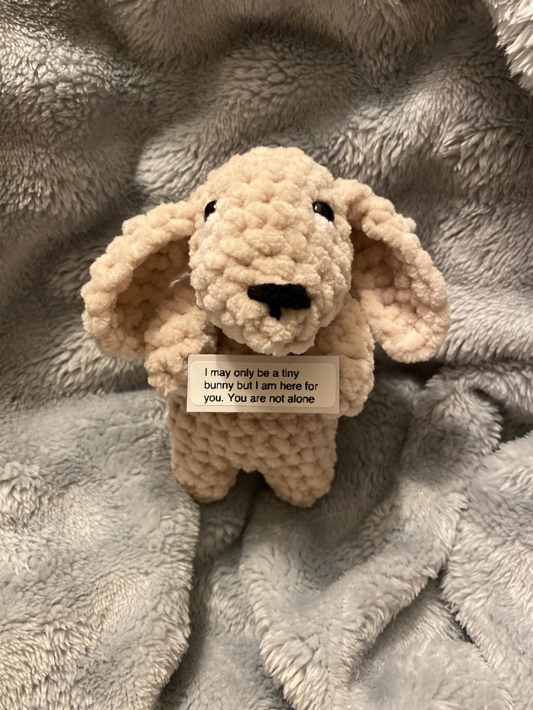 Crochet Emotional Support Bunny Custom Text Gift - Etsy