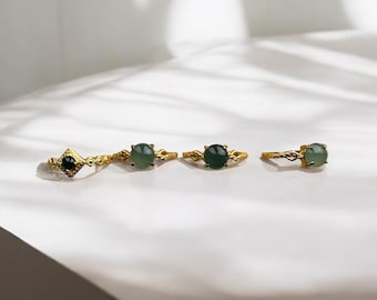 Type A Jadeite - 14K Gold Plated Rings