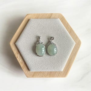 Type A Birmaanse groene jadeiet cabochon ketting - Sterling zilver 925
