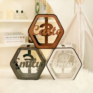Alcancía de madera con nombre personalizado: caja de efectivo personalizada, lindo regalo para niños y niñas, regalos de Navidad para niños pequeños, alcancía de madera para niños