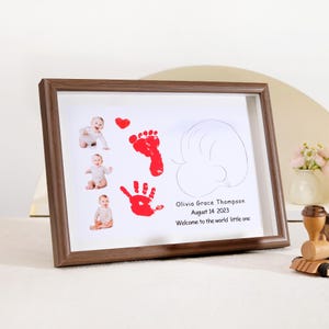 Cornice personalizzata con impronte di mani e piedi del bambino e foto dei capelli, scatola dei ricordi del bambino, set regalo personalizzato per neonati, regalo per neonati, ricordo per baby shower