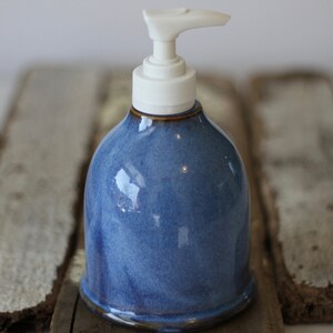 Ceramic Soap Dispenser / Soap Dispenser with Pump / Blue Soap Dispenser / Ready to Ship image 5