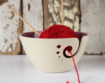 Yarn Bowl, Knitting Bowl, Crochet Bowl, Purple Ceramic Yarn Bowl, Made to Order