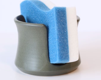 Sponge Holder, Ceramic Sponge holder, pottery sponge holder, grey sponge holder,  Made to Order