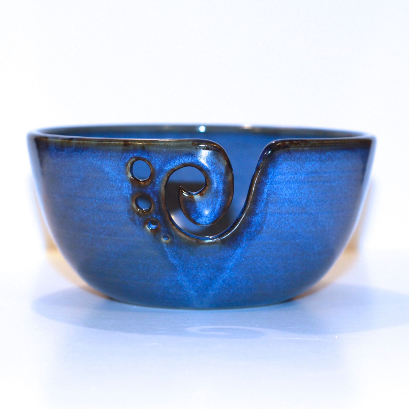 Sky Blue Ceramic Yarn Bowl Yarn Bowl Knitting Bowl Crochet Etsy