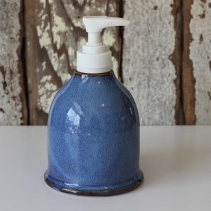 Ceramic Soap Dispenser / Soap Dispenser with Pump / Blue Soap Dispenser / Ready to Ship image 3