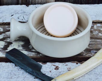 Ceramic Shaving Mug / Ridges for a Good Lather / Comfortable Handle / White Shaving Mug / Made to Order / Free Shipping