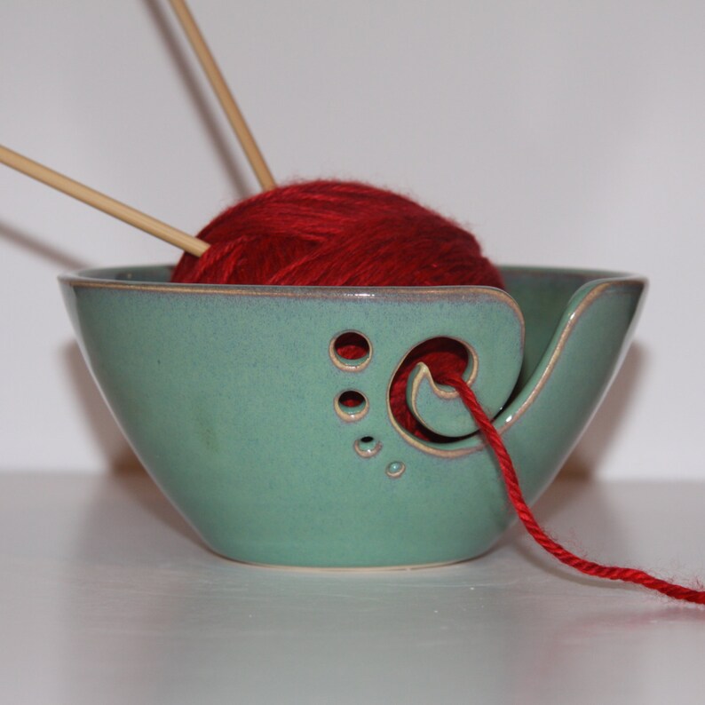 Yarn Bowl / Knitting Bowl / Crochet Bowl / Sea Foam Green Yarn Etsy