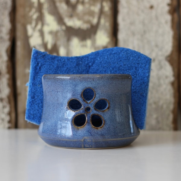 Blue Small Flower Ceramic Sponge Holder | Made to order
