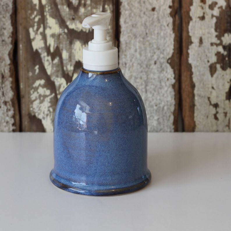 Ceramic Soap Dispenser / Soap Dispenser with Pump / Blue Soap Dispenser / Ready to Ship image 2