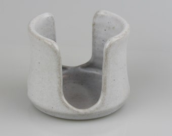 Porte-éponge, Porte-éponge en céramique, Porte-éponge en poterie, blanc avec support éponge teinté grisâtre, Fabriqué sur commande