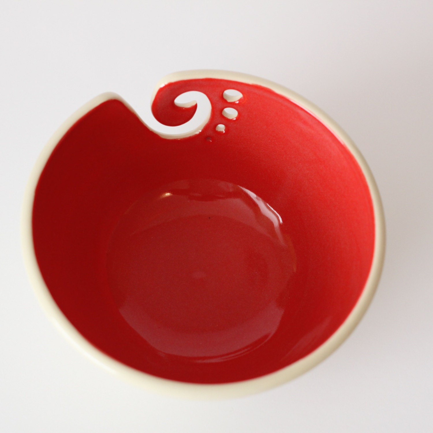 Red Ceramic Yarn Bowl Yarn Bowl Knitting Bowl Crochet Bowl Etsy