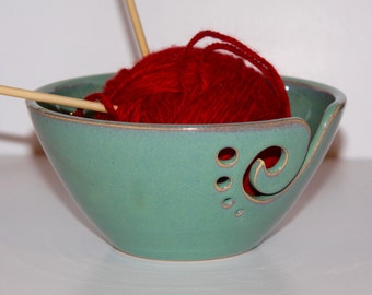 Yarn Bowl / Knitting Bowl / Crochet Bowl / Sea Foam Green Yarn Bowl / Made to Order