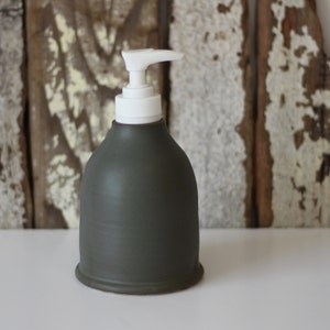 Ceramic Soap Dispenser / Soap Dispenser with Pump / Grey Soap Dispenser / Made to Order