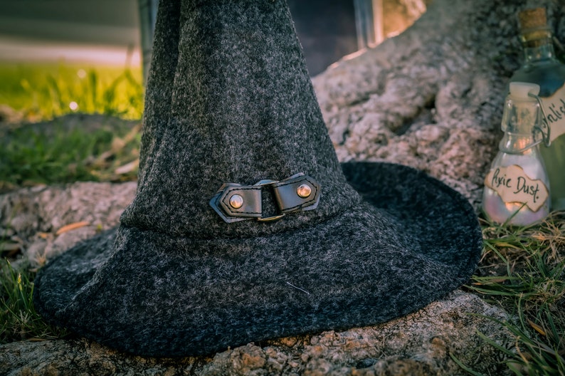 Classic Witch Hat With Buckle Dark GreyBlack.
